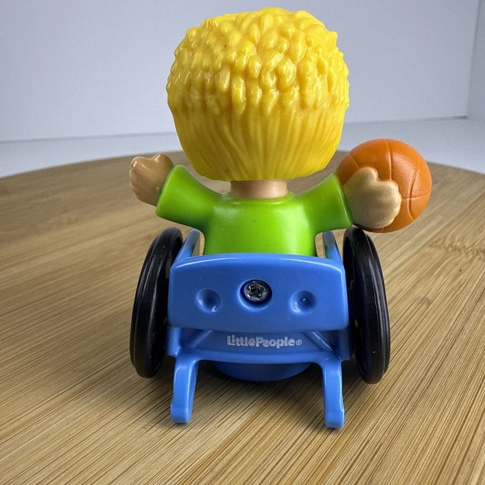 Fisher Price Little People Blonde Boy in Wheelchair Basketball School Bus Figure